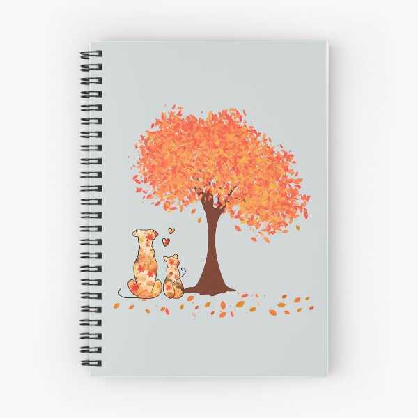 Item preview, Autumn tree and dog, cat and hearts in leaf pattern designed and sold by Doodles Down South.