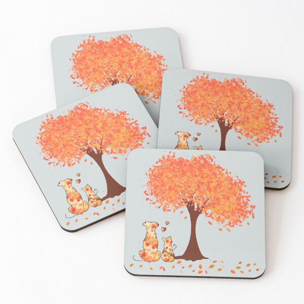 Item preview, Autumn tree and dog, cat and hearts in leaf pattern designed and sold by Doodles Down South.
