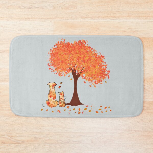 Item preview, Autumn tree and dog, cat and hearts in leaf pattern designed and sold by Doodles Down South.