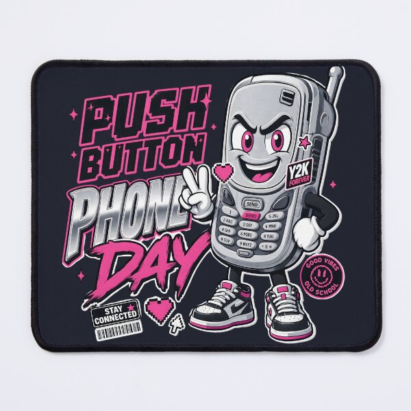 Item preview, Cute Y2K Retro Cell Phone Push Button Phone Day designed and sold by CloudyCatArt.