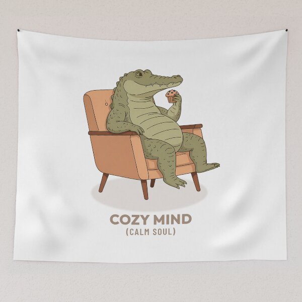 Item preview, Crocodile Eating Blueberry Muffin Retro Aesthetic designed and sold by COZY VINTAGE animal.