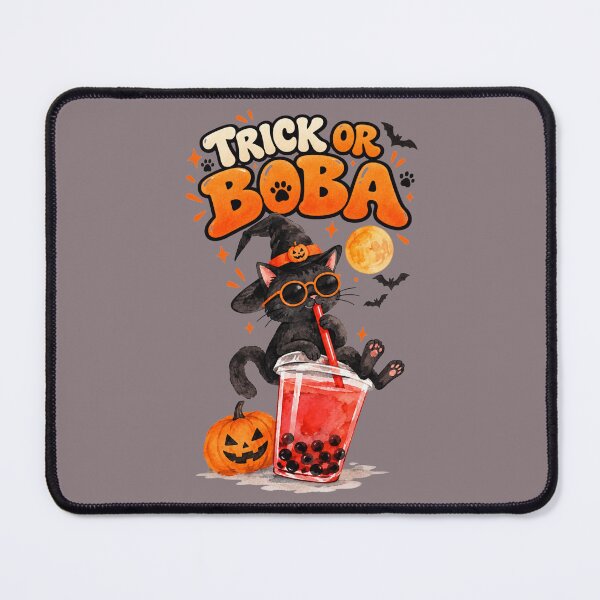 Item preview, Trick or Boba Black Cat Halloween Watercolor designed and sold by HOUSE OF TIST.