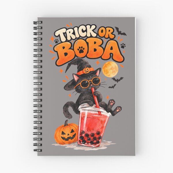 Item preview, Trick or Boba Black Cat Halloween Watercolor designed and sold by HOUSE OF TIST.