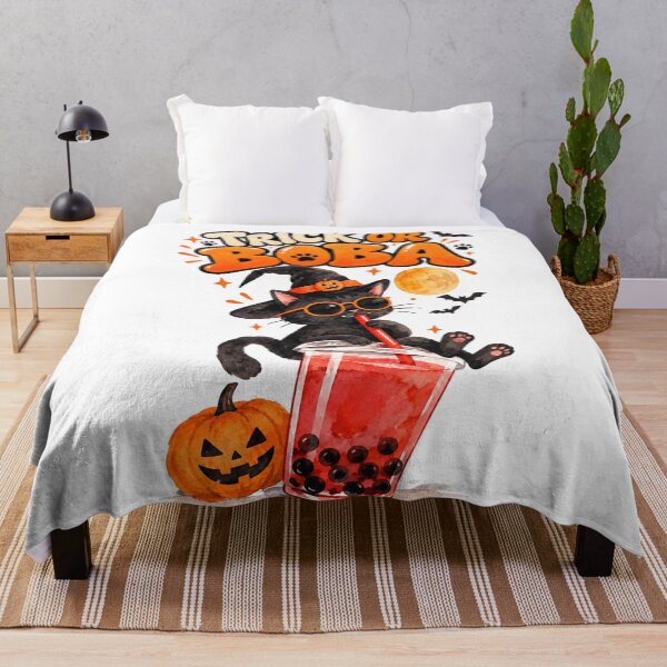Item preview, Trick or Boba Black Cat Halloween Watercolor designed and sold by HOUSE OF TIST.