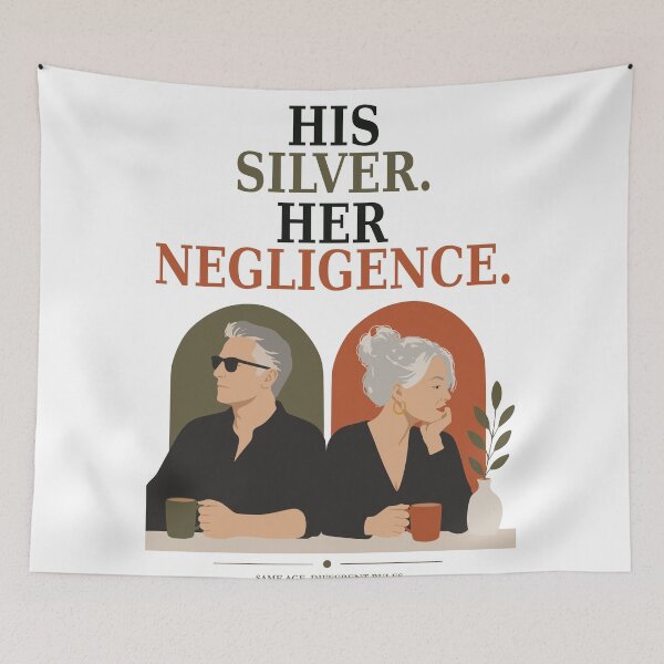 Item preview, His Silver Her Negligence Art Print, Funny Aging Couple Print, Double Standard Aging Humor, Midlife Woman Gift, Retro Couple Art designed and sold by Studio pod Burom.