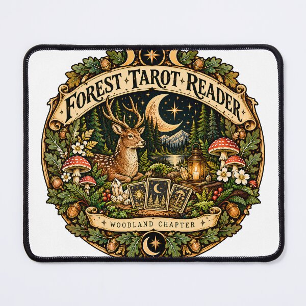 Item preview, Forest Tarot Reader Woodland Badge designed and sold by MysticCanvasAi.