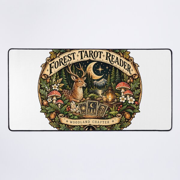 Item preview, Forest Tarot Reader Woodland Badge designed and sold by MysticCanvasAi.