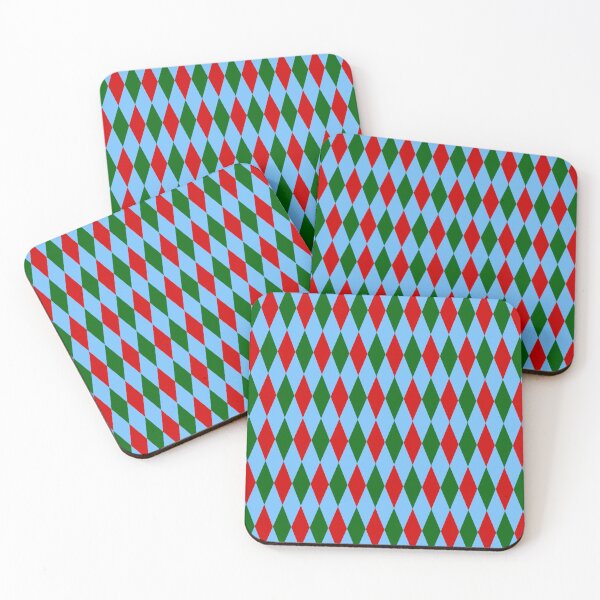 Item preview, Red Green On Light Blue Harlequin Diamonds Pattern   designed and sold by PatternTitan.
