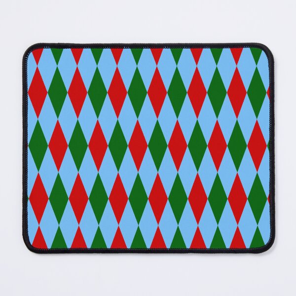 Item preview, Red Green On Light Blue Harlequin Diamonds Pattern designed and sold by PatternTitan.