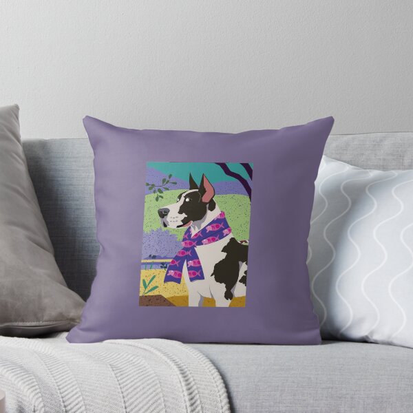Item preview, Great Dane in Fish Scarf - Colorful Dog Illustration designed and sold by alice-in-wonder.