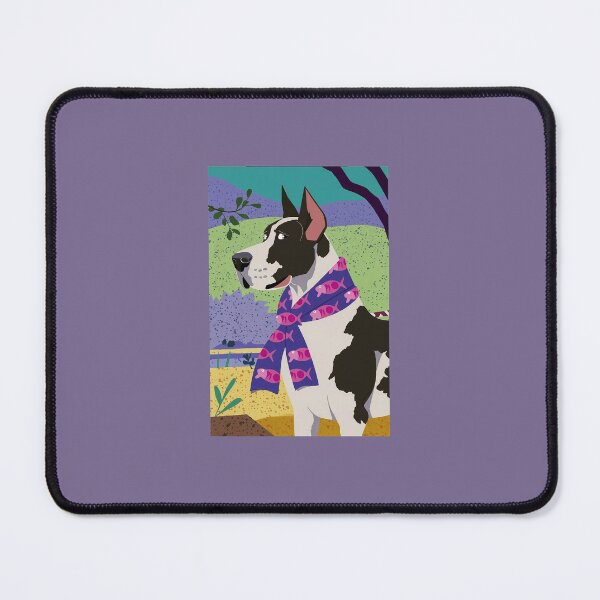 Item preview, Great Dane in Fish Scarf - Colorful Dog Illustration designed and sold by alice-in-wonder.