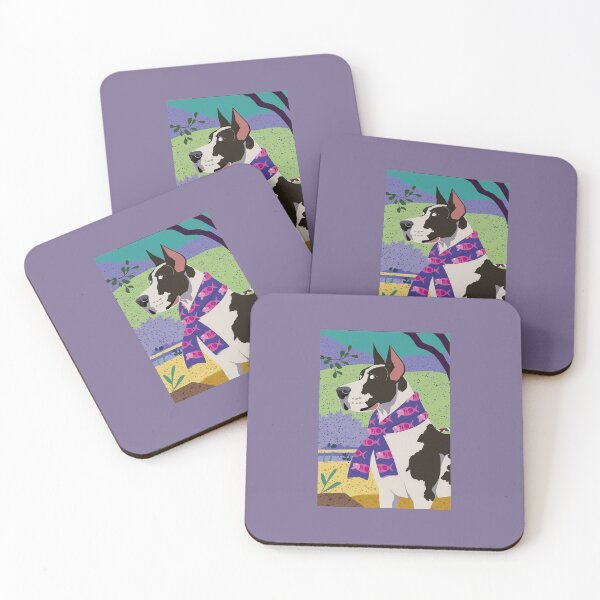 Item preview, Great Dane in Fish Scarf - Colorful Dog Illustration designed and sold by alice-in-wonder.