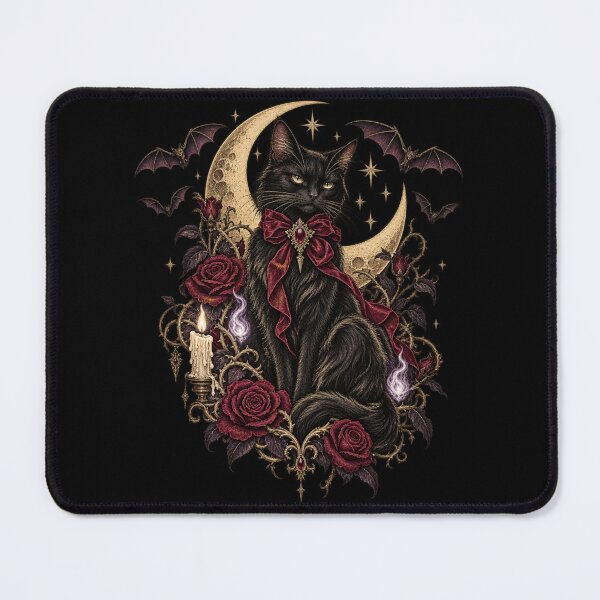 Item preview, Romantic Gothic Black Cat Moon Roses designed and sold by 966 A.D..