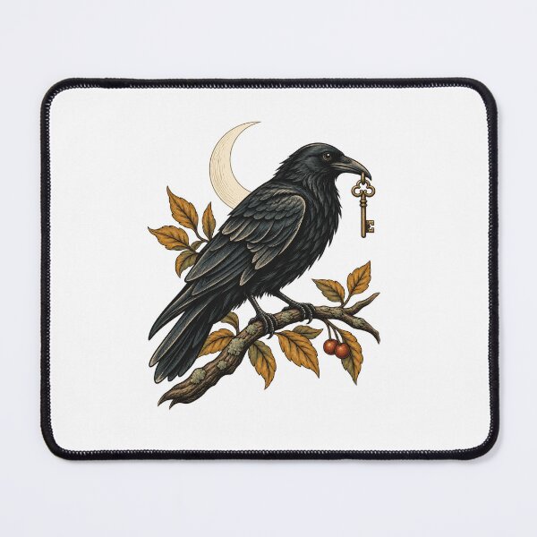 Item preview, Raven with Antique Key - Gothic Moon Bird Art designed and sold by cybersilverhand.