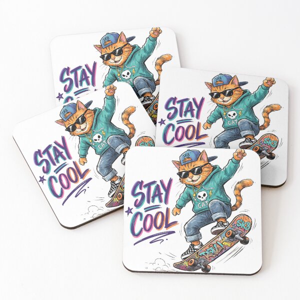 Item preview, Stay Cool Skater Cat Skateboard Graffiti Style designed and sold by CreativeBrains7.