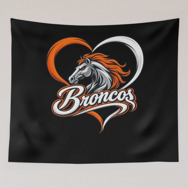 Item preview, Denver Broncos Heart Horse Head Orange White Script Logo designed and sold by Cuiroblinda.