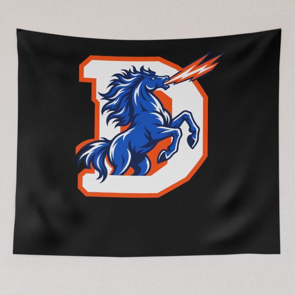 Item preview, Denver Broncos Blue Rearing Horse Lightning Bolt Big D designed and sold by Cuiroblinda.