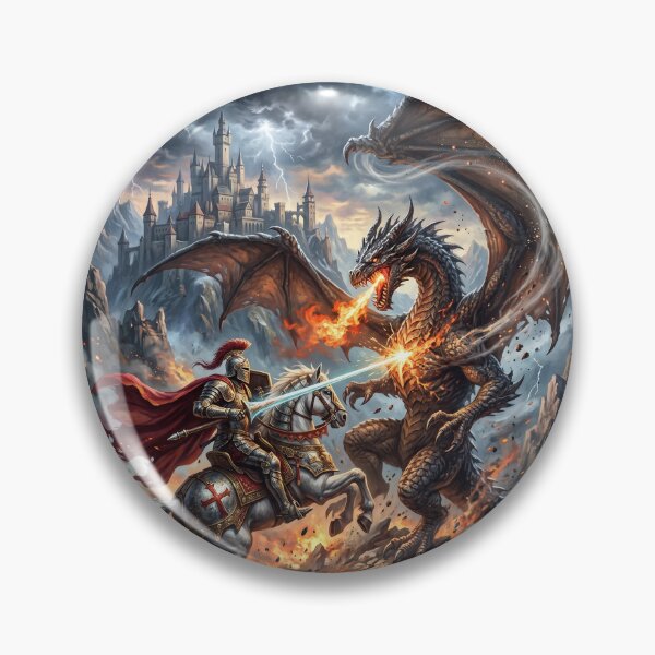Item preview, Saint George Slaying a Fire-Breathing Dragon - Fantasy Art designed and sold by Lucid Dream Pixel.