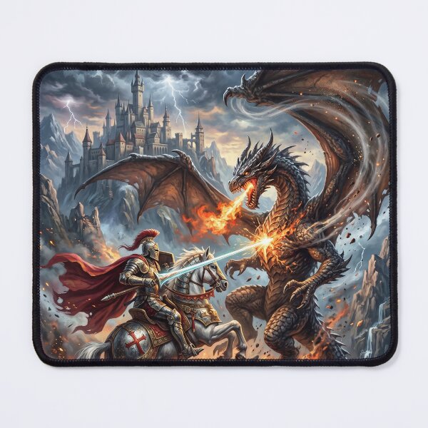 Item preview, Saint George Slaying a Fire-Breathing Dragon - Fantasy Art designed and sold by Lucid Dream Pixel.