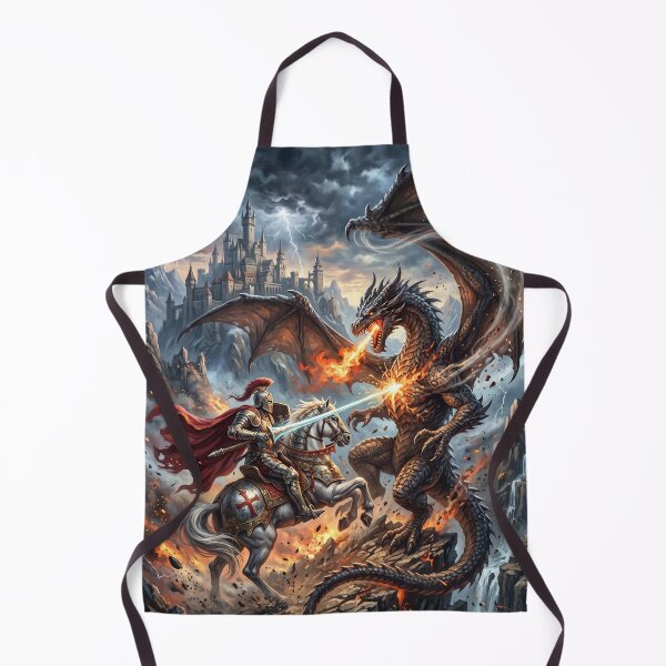 Item preview, Saint George Slaying a Fire-Breathing Dragon - Fantasy Art designed and sold by Lucid Dream Pixel.