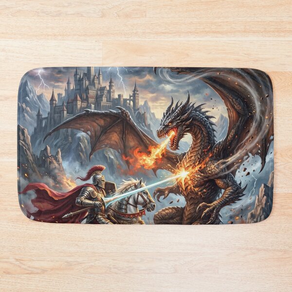 Item preview, Saint George Slaying a Fire-Breathing Dragon - Fantasy Art designed and sold by Lucid Dream Pixel.
