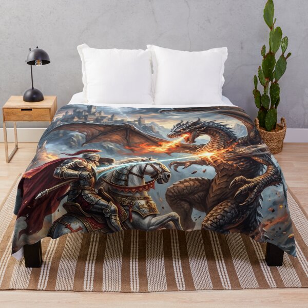 Item preview, Saint George Slaying a Fire-Breathing Dragon - Fantasy Art designed and sold by Lucid Dream Pixel.