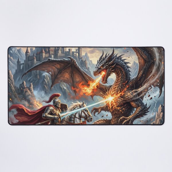 Item preview, Saint George Slaying a Fire-Breathing Dragon - Fantasy Art designed and sold by Lucid Dream Pixel.