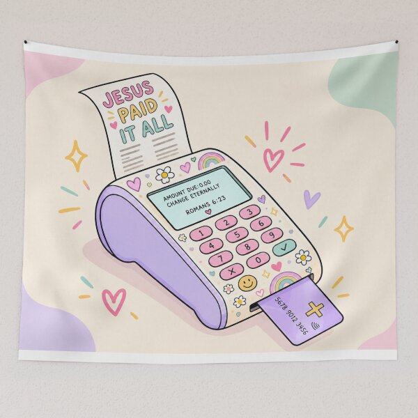 Item preview, Jesus Paid It All Card Machine – Cute Christian Illustration Design designed and sold by EatPrayLive.