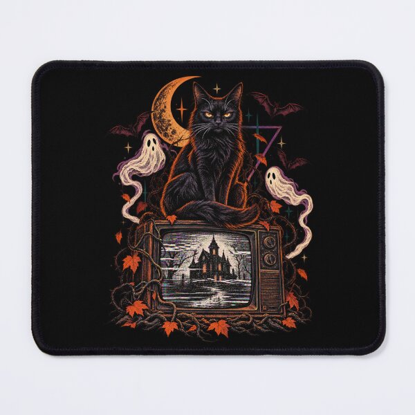 Item preview, Haunted TV Black Cat Gothic Halloween designed and sold by 966 A.D..
