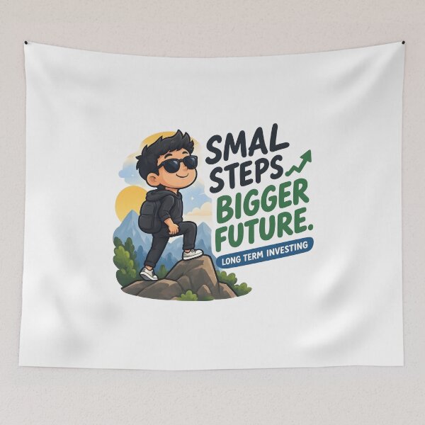 Item preview, Small Steps Bigger Future – Long Term Investor Quote, Investing Mindset & Wealth Building Gift designed and sold by sugoonfinarts.