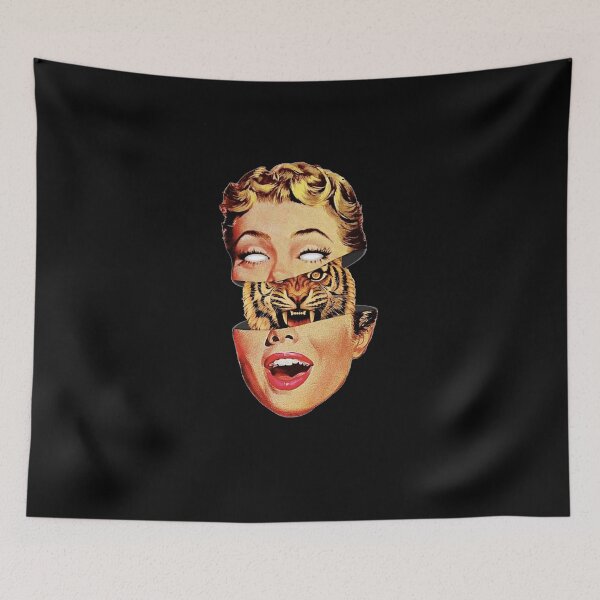 Item preview, Surreal Tiger Woman Vintage Collage designed and sold by ChristiPeta.
