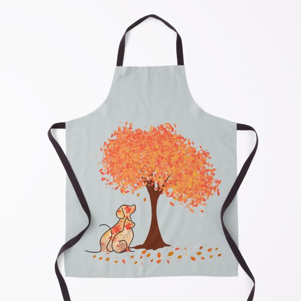 Item preview, Autumn tree and dog and cat in leaf pattern designed and sold by Doodles Down South.