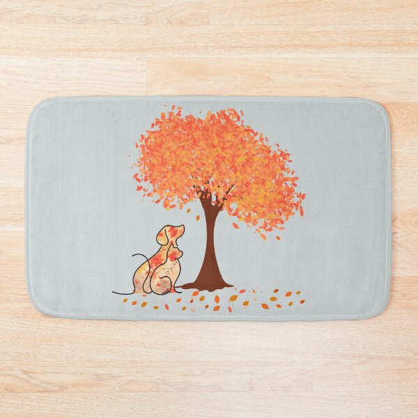 Item preview, Autumn tree and dog and cat in leaf pattern designed and sold by Doodles Down South.