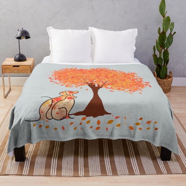 Item preview, Autumn tree and dog and cat in leaf pattern designed and sold by Doodles Down South.