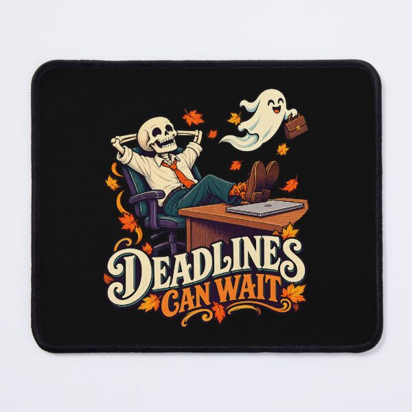 Item preview, Deadlines Can Wait Skeleton - Office Worker designed and sold by Good Mood Foundry.