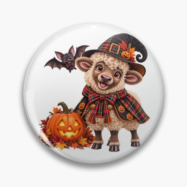 Item preview, Cute Scottish Highland Sheep in Halloween Witch Costume with Pumpkin designed and sold by MaedK.
