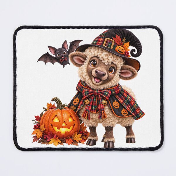 Item preview, Cute Scottish Highland Sheep in Halloween Witch Costume with Pumpkin designed and sold by MaedK.
