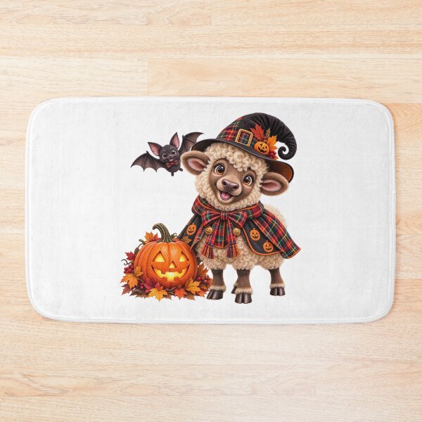 Item preview, Cute Scottish Highland Sheep in Halloween Witch Costume with Pumpkin designed and sold by MaedK.