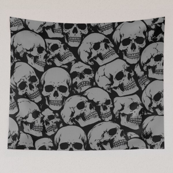 Item preview, Seamless Pattern of Overlapping Grey Skulls designed and sold by Linework Studio.