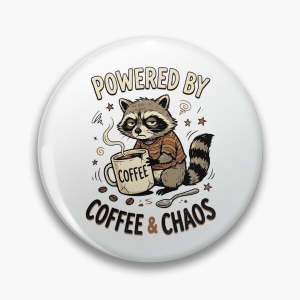 Item preview, Powered by Coffee & Chaos – Raccoon Coffee Humor designed and sold by Pixelith-Arts.