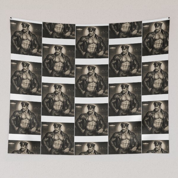 Item preview, Vintage Gay Leather Bar Daddy Defiant Currency Tom Of Finland Tribute Gay Pride Graphic Design designed and sold by kimbe-rlyhanson.