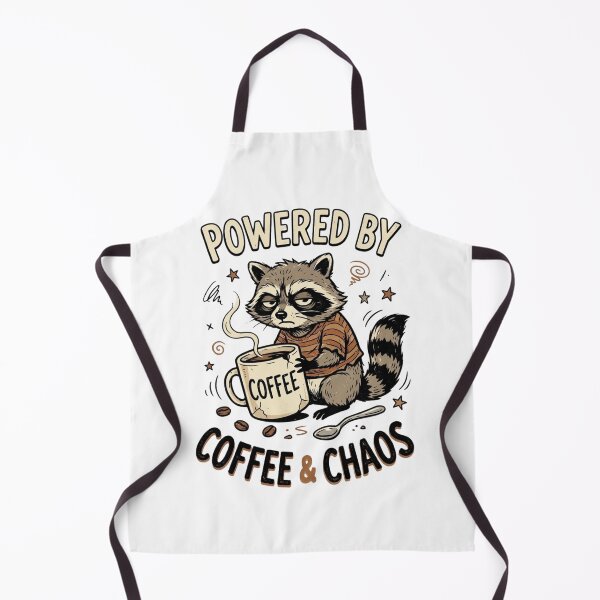 Item preview, Powered by Coffee & Chaos – Raccoon Coffee Humor designed and sold by Pixelith-Arts.