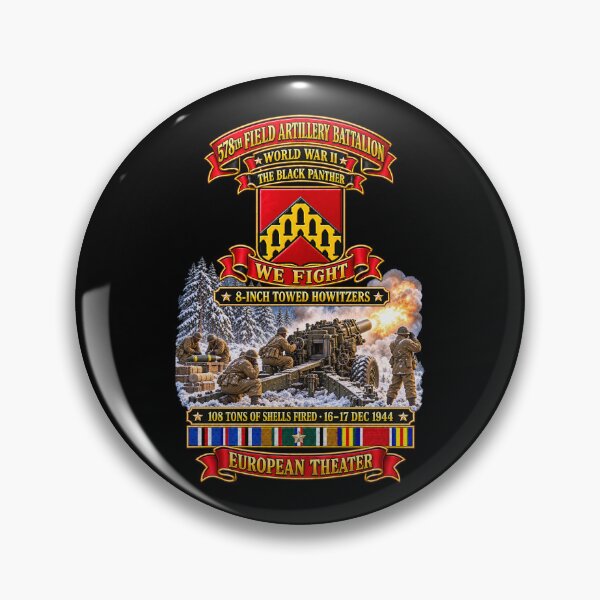Item preview, 578th Field Artillery Battalion - We fight - The Black Panther - 8 Inch Towed Howitzer w Scene - EUR SVC WWII - 3D - transparent designed and sold by Military Insignia Products.
