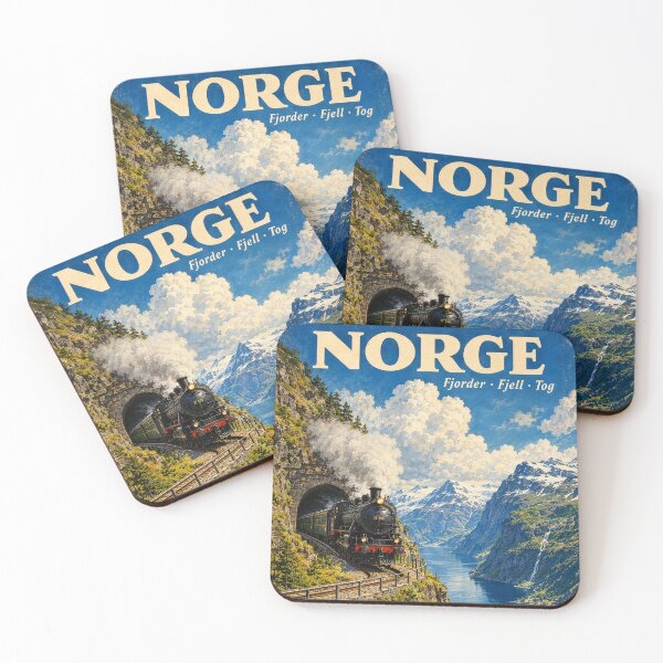 Item preview, Norway Steam Railway Travel Poster | Vintage Fjord & Mountain Railway Art designed and sold by dj-illustration.