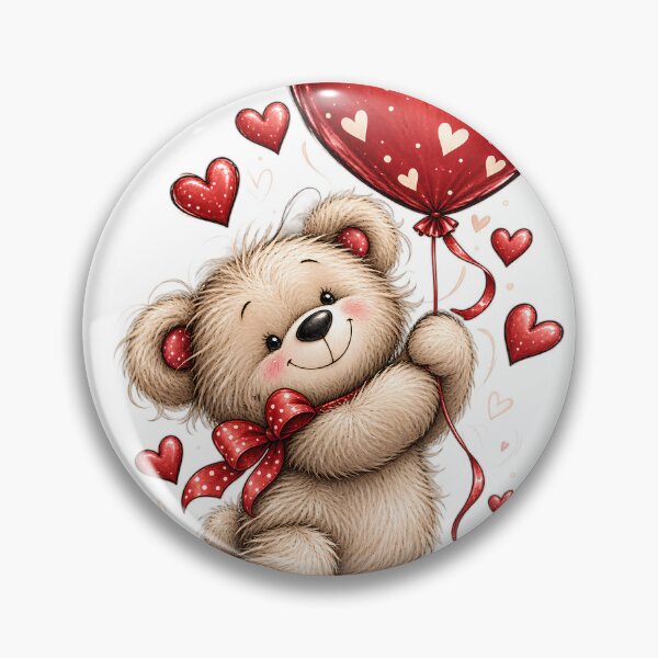 Item preview, Little Bear Big Love | Cute Teddy Bear with Heart Balloon designed and sold by CalmMandala.