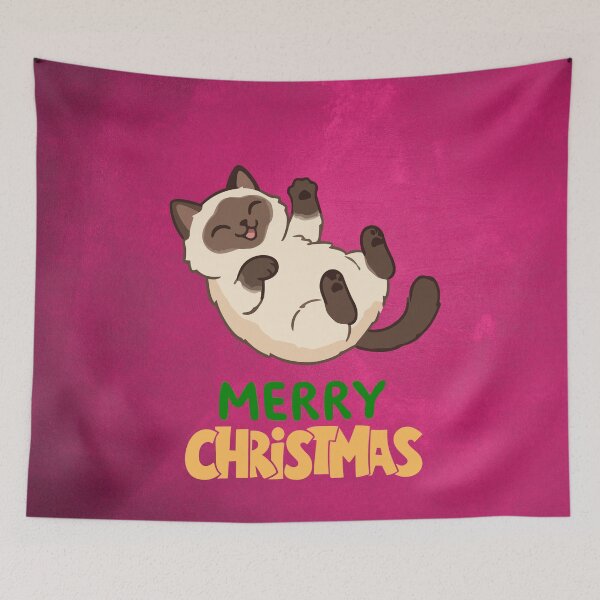 Item preview, Cute Siamese Cat Merry Christmas Holiday Art designed and sold by stormk10.