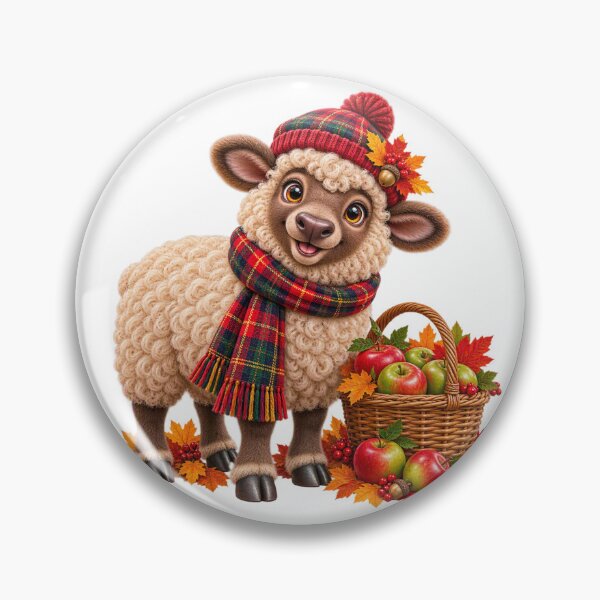 Item preview, Cute Scottish Highland Sheep with Apples and Autumn Leaves designed and sold by MaedK.