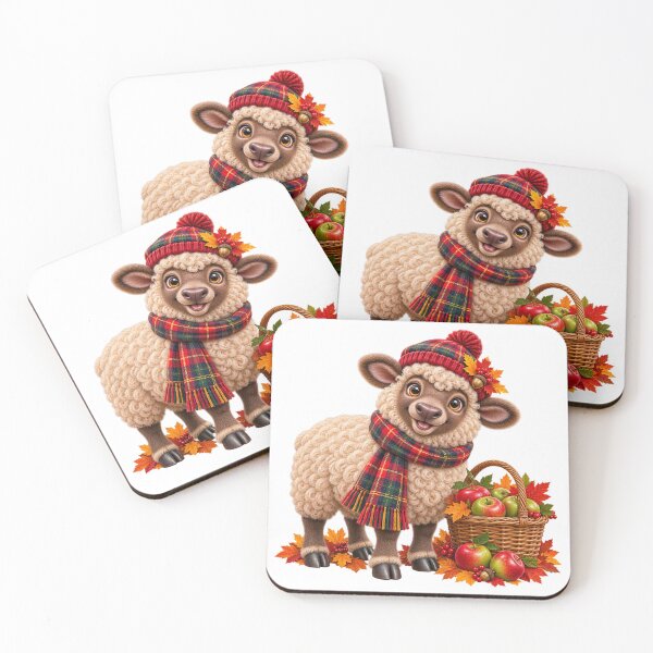 Item preview, Cute Scottish Highland Sheep with Apples and Autumn Leaves designed and sold by MaedK.