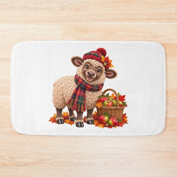 Item preview, Cute Scottish Highland Sheep with Apples and Autumn Leaves designed and sold by MaedK.