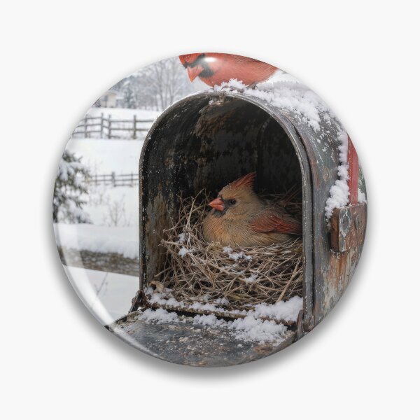 Item preview, Red Cardinal in a Snowy Mailbox designed and sold by Maria Dryfhout.